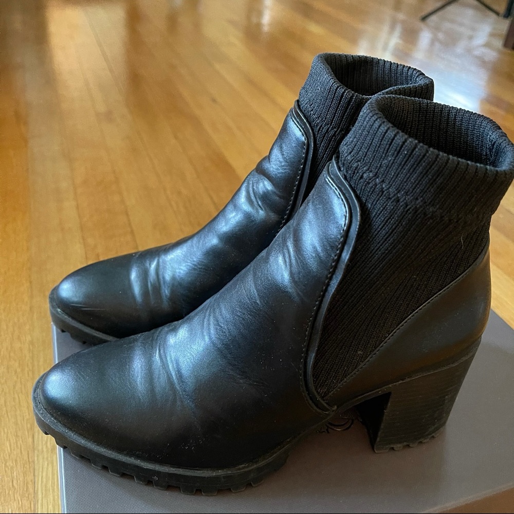 Zara Sock Style Heeled Ankle Boots with Lug Soles